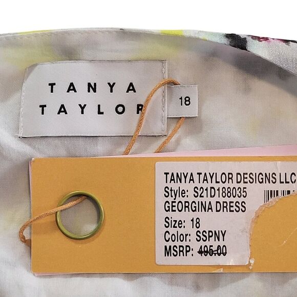 NEW Tanya Taylor Plus Size 18 Silk Wrap Mini Dress Georgina Yellow Floral Party - Picture 2 of 16